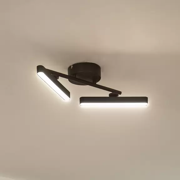 Lampenwelt Lindby LED-Deckenleuchte Eldrin, 2-flammig, schwarz, Eisen Meist gekauft