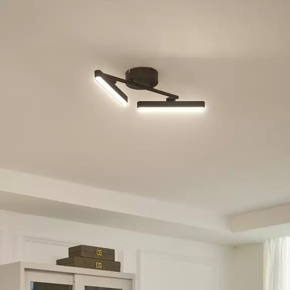 Lampenwelt Lindby LED-Deckenleuchte Eldrin, 2-flammig, schwarz, Eisen Meist gekauft