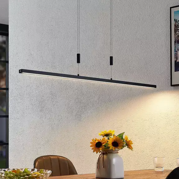 Lampenwelt Lindby LED-Hängelampe Arneja, schwarz, CCT, höhenverstellbar Großer Ausverkauf