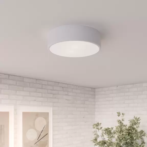 Lampenwelt Deckenleuchte Cleo, weiß, Metall, Ø 30 cm, E27, 2-flammig Online Shopping