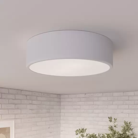 Lampenwelt Deckenleuchte Cleo, weiß, Metall, Ø 30 cm, E27, 2-flammig Online Shopping