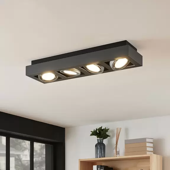 Lampenwelt Deckenstrahler Ronka, 4-flammig, lang, dunkelgrau Muttertagsangebot