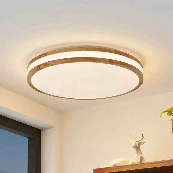 Lampenwelt Lindby LED-Deckenlampe Emiva, Lichtquelle mittig, CCT, Holz Saisonale Angebote