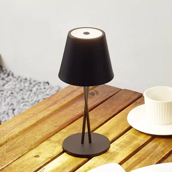 Lampenwelt Lindby LED-Akkutischleuchte Janea CROSS, schwarz, Metall Tiefpreis