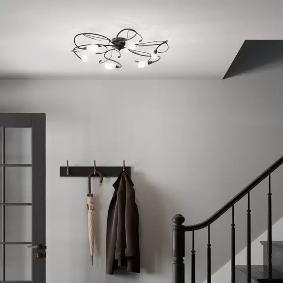 Lampenwelt Verspielt wirkende Deckenlampe Claudi, antikbraun Bis zu 50% Rabatt