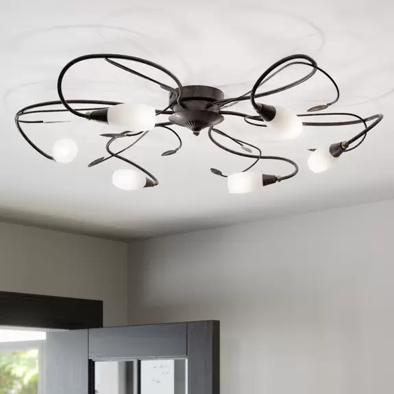 Lampenwelt Verspielt wirkende Deckenlampe Claudi, antikbraun Bis zu 50% Rabatt