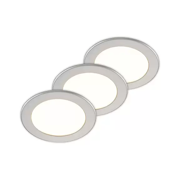 Lampenwelt Prios LED-Einbaulampe Cadance, silber, 17 cm, 3er, dimmbar Bis zu 65% Rabatt
