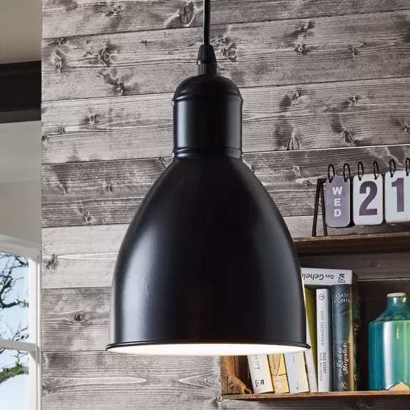 Lampenwelt Vintage-Pendelleuchte Priddy 1 1flg., schwarz Nur noch ein Tag übrig