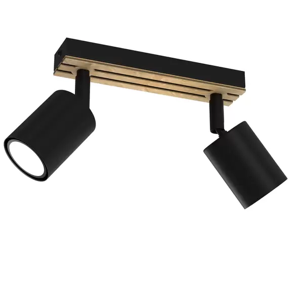 Lampenwelt Envostar Tino Deckenstrahler 2-fl. schwarz/Holz Black Friday Preise