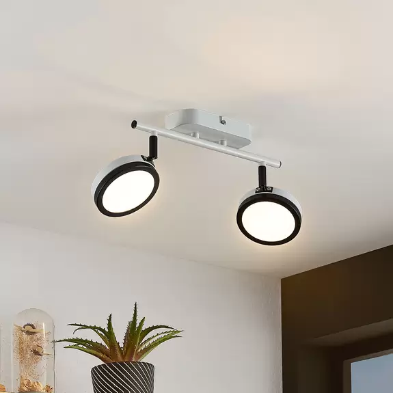 Lampenwelt Lindby Strahler Vesim, weiß, 2-flammig, 31,5 cm lang, Eisen Schlussverkauf