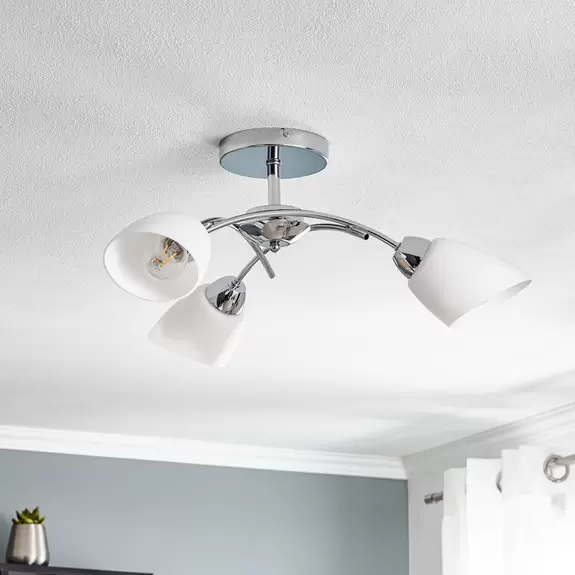 Lampenwelt Deckenlampe Varietta mit Glasschirmen, chrom 3-fl Rabatt