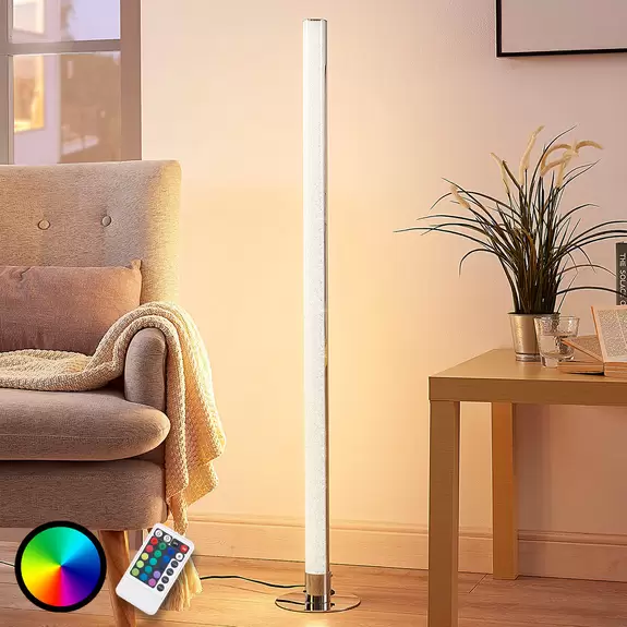 Lampenwelt Lindby LED-Stehlampe Hadis, RGB, Fernbedienung, weiß, 120 cm Cyber Monday