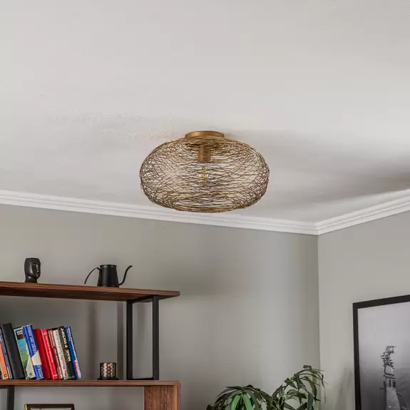 Lampenwelt Lindby Deckenleuchte Kaviya, goldfarben, Ø 40 cm, Eisen, E27 Osterangebot