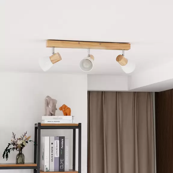 Lampenwelt Holz-Deckenlampe Thorin, dreiflammig Muttertagsangebot
