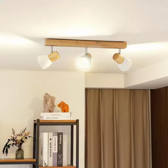 Lampenwelt Holz-Deckenlampe Thorin, dreiflammig Muttertagsangebot