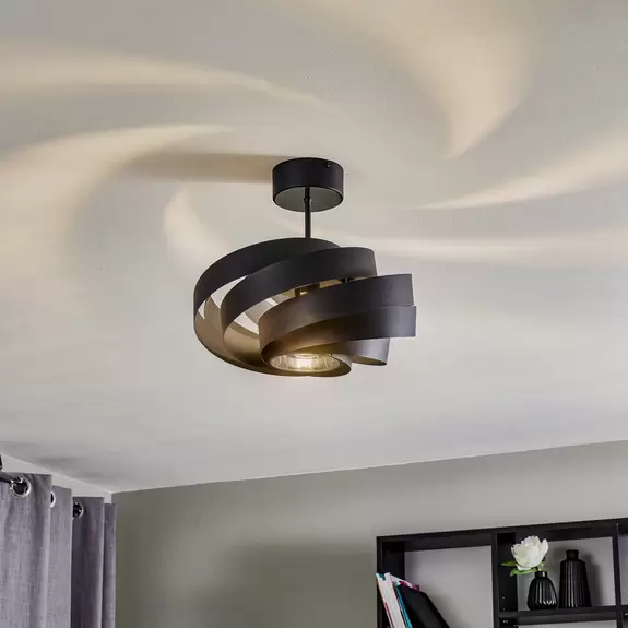 Lampenwelt Deckenleuchte Vento, schwarz, Ø 40 cm, Metall, E27 Vatertagsangebot