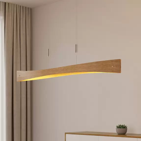 Lampenwelt Lindby Beazina LED-Hängeleuchte, Eichenholz Neueste Mode