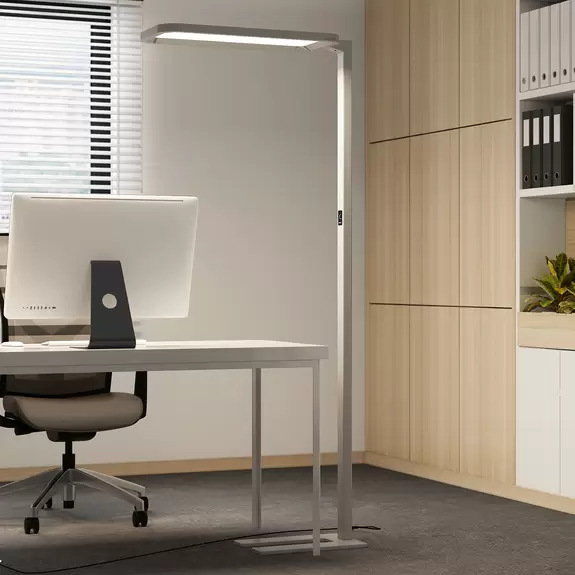 Lampenwelt Büro-LED-Stehleuchte Nelus Neo, Dimmer und Sensor Räumungsverkauf