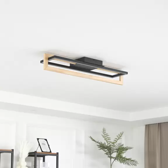 Lampenwelt Lindby LED-Deckenleuchte Holamu, 80 cm, Holz Kauf eins, bekomm eins gratis
