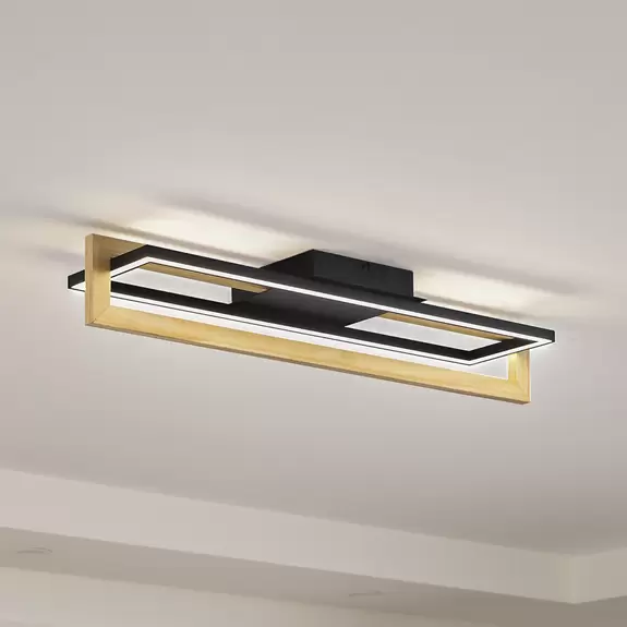 Lampenwelt Lindby LED-Deckenleuchte Holamu, 80 cm, Holz Kauf eins, bekomm eins gratis