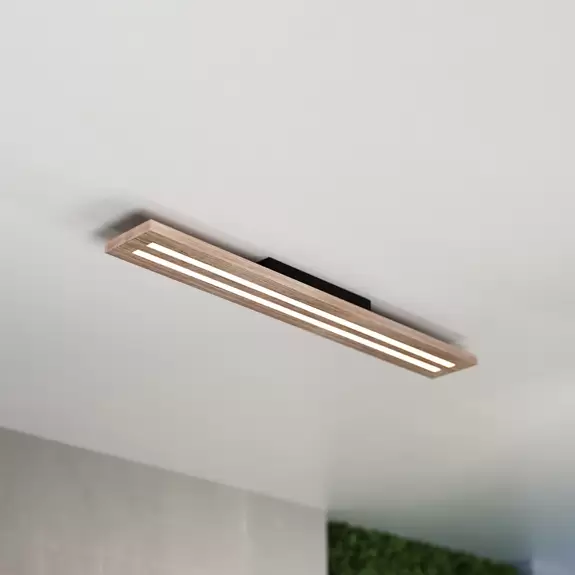 Lampenwelt LED-Deckenleuchte Woody, Länge 80 cm, Eiche/schwarz, 3.000 K Tägliche Deals