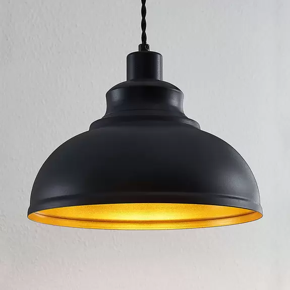 Lampenwelt Vintage-Pendelleuchte Albertine, Metall, schwarz Riesige Ersparnisse