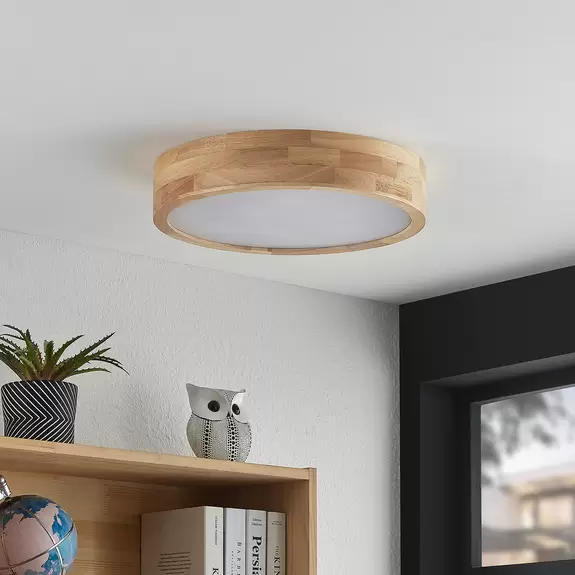 Lampenwelt Lindby Tanju Deckenleuchte, Eichenholz, Ø 40 cm Tiefpreis