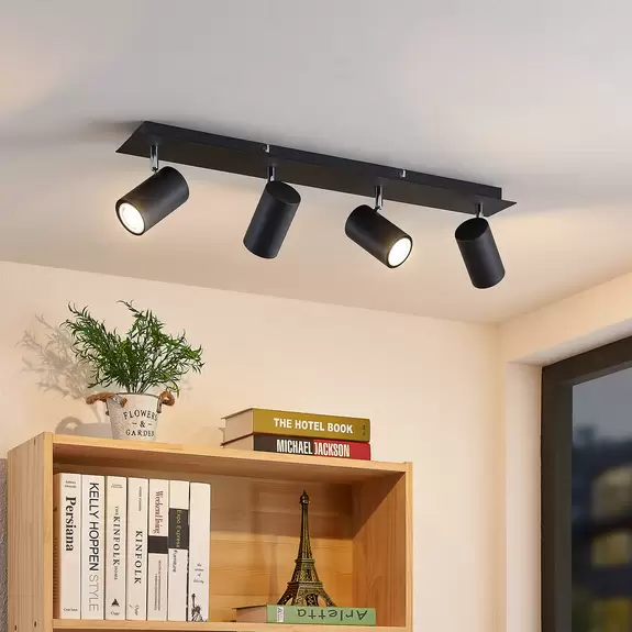 Lampenwelt Lindby Joffrey Deckenstrahler, 4-fl. 70 cm schwarz Neueste Stile