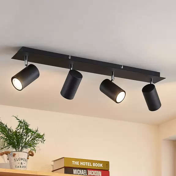 Lampenwelt Lindby Joffrey Deckenstrahler, 4-fl. 70 cm schwarz Neueste Stile