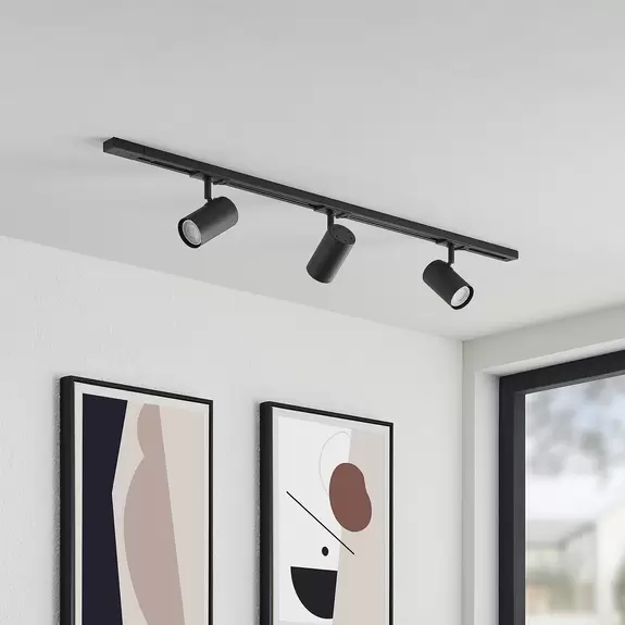 Lampenwelt Lindby 1-Phasen-Schienensystem Linaro, GU10, schwarz, 3-flg Bis zu 65% Rabatt