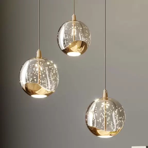 Lampenwelt LED-Pendellampe Hayley m. Glaskugeln, 3-fl., gold Nur für heute