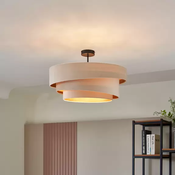 Lampenwelt Lindby Jusari Deckenlampe aus Textil, weiß 50% Rabatt für begrenzte Zeit