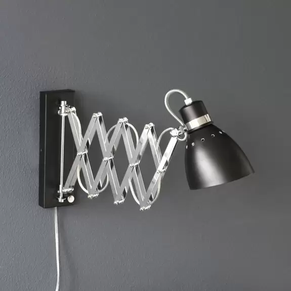Lampenwelt Scherenlampe Spring, schwarz/chrom Auslauf