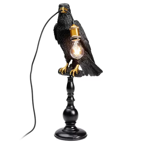 Lampenwelt KARE Animal Sitting Crow Tischleuchte in Schwarz Vatertagsangebot