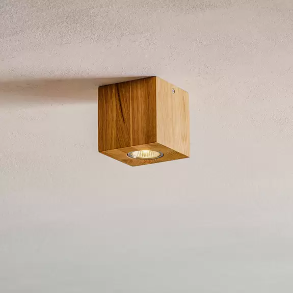 Lampenwelt Deckenlampe Wooddream 1-flammig Eiche, eckig, 10cm Blitzangebot