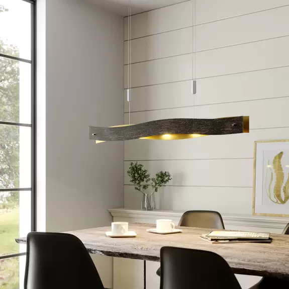 Lampenwelt Dimmbare LED-Hängeleuchte Ebu, schwarz-gold Kauf eins, bekomm eins gratis