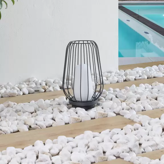Lampenwelt Lucande Terrassenleuchte Chandan, 32,1 cm, schwarz, Alu Nur für heute