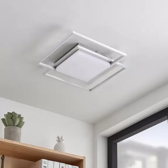 Lampenwelt Lindby Zayd LED-Deckenleuchte, nickel Im Verkauf