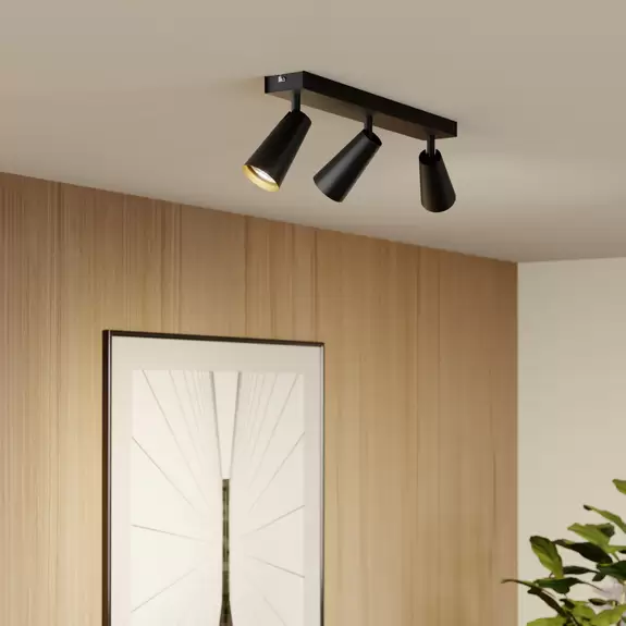 Lampenwelt Lucande Angelina Deckenlampe schwarz-gold, 3-fl Angebote