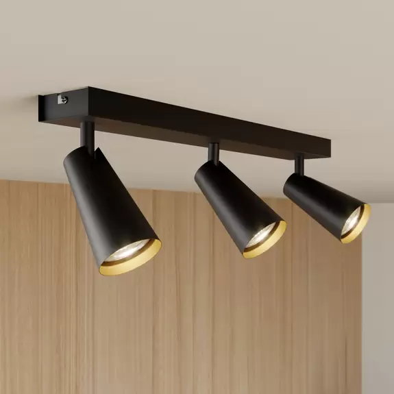 Lampenwelt Lucande Angelina Deckenlampe schwarz-gold, 3-fl Angebote