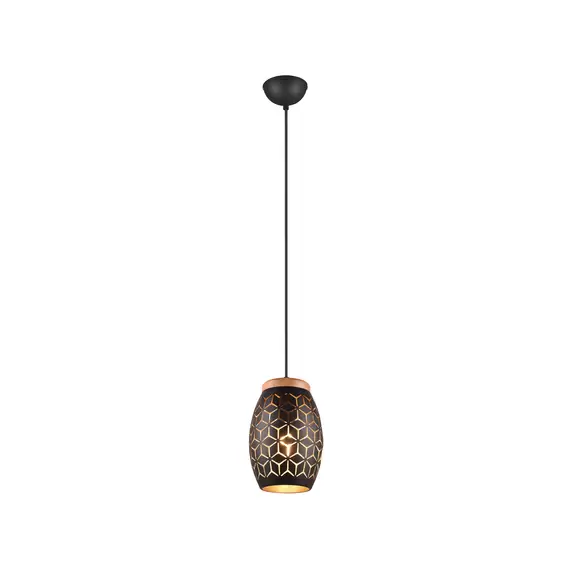 Lampenwelt Hängelampe Bidar, Ø 15 cm, schwarz-gold, Metall Online Shopping
