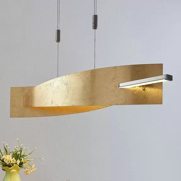 Lampenwelt LED-Hängeleuchte Marija, Blende senkrecht, gold Neueste Mode