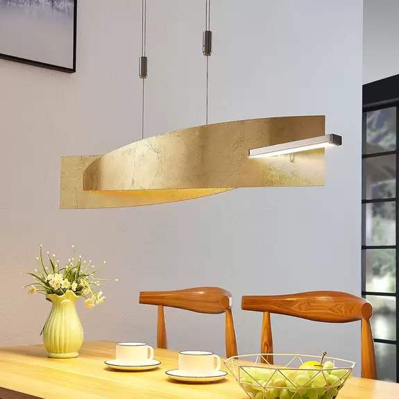 Lampenwelt LED-Hängeleuchte Marija, Blende senkrecht, gold Neueste Mode