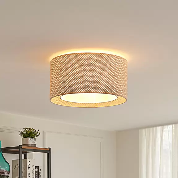 Lampenwelt Lindby Deckenleuchte Soula, Ø 40 cm, beige, Kunststoff, E27 Online Outlet