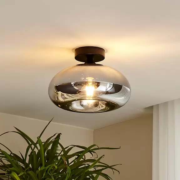 Lampenwelt Lindby Zehra Deckenleuchte aus Glas, rauchgrau Zeitlich begrenztes Angebot