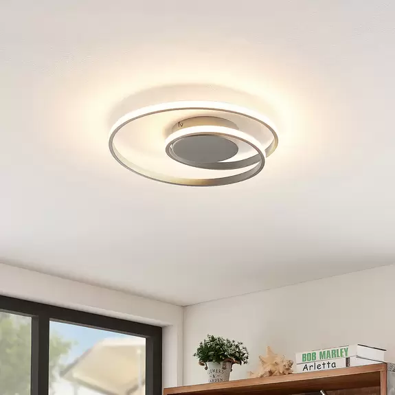 Lampenwelt Lindby Kyron LED-Deckenlampe, silber titanfarbig VIP-Rabatte