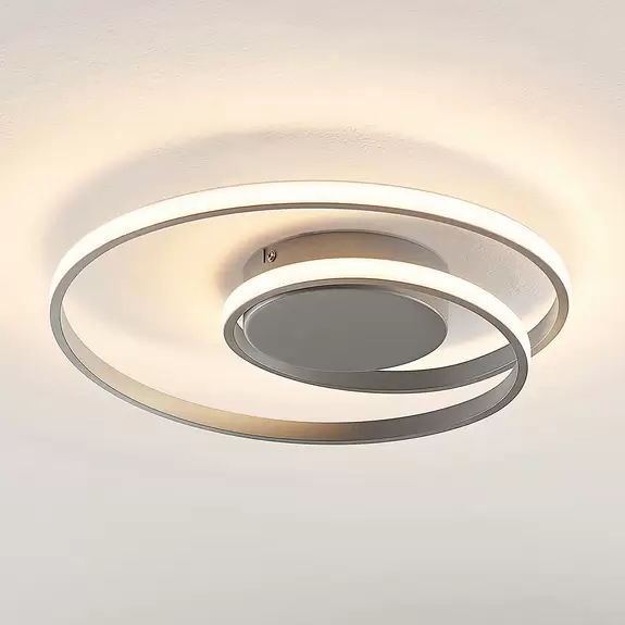 Lampenwelt Lindby Kyron LED-Deckenlampe, silber titanfarbig VIP-Rabatte