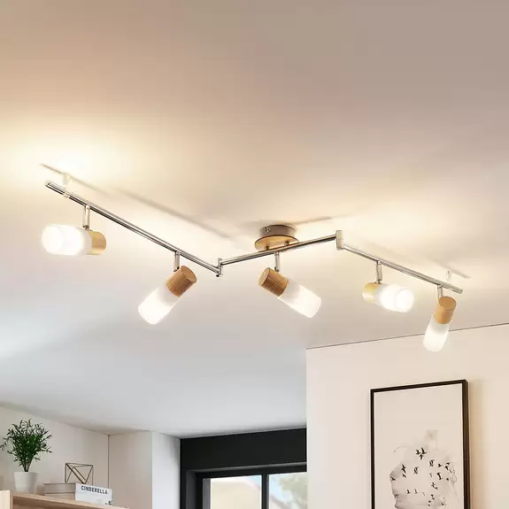 Lampenwelt Holzstrahler Christoph, 5-flammig Super Sparpreis