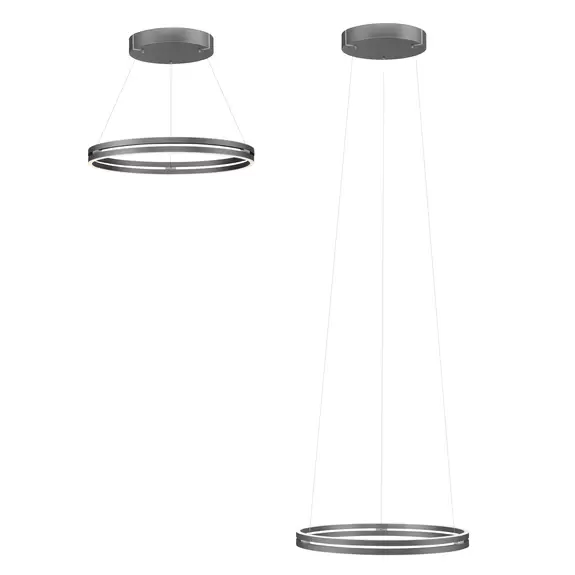 Lampenwelt PURE LED-Hängeleuchte E-Loop, grau, Ø 70 cm, Aluminium, CCT Begrenzte Freigabe