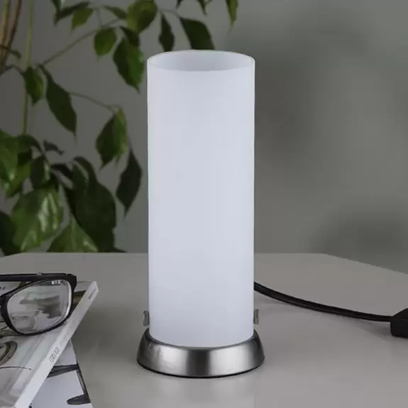 Lampenwelt Zylinderförmige Tischlampe Andrew aus Glas Letzte 2 Tage